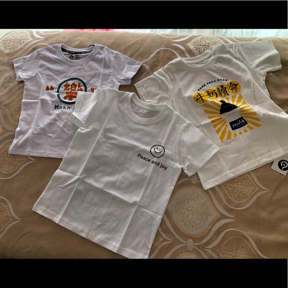 bundle of 3 kid tees t shirt tops 100% cotton children white tees